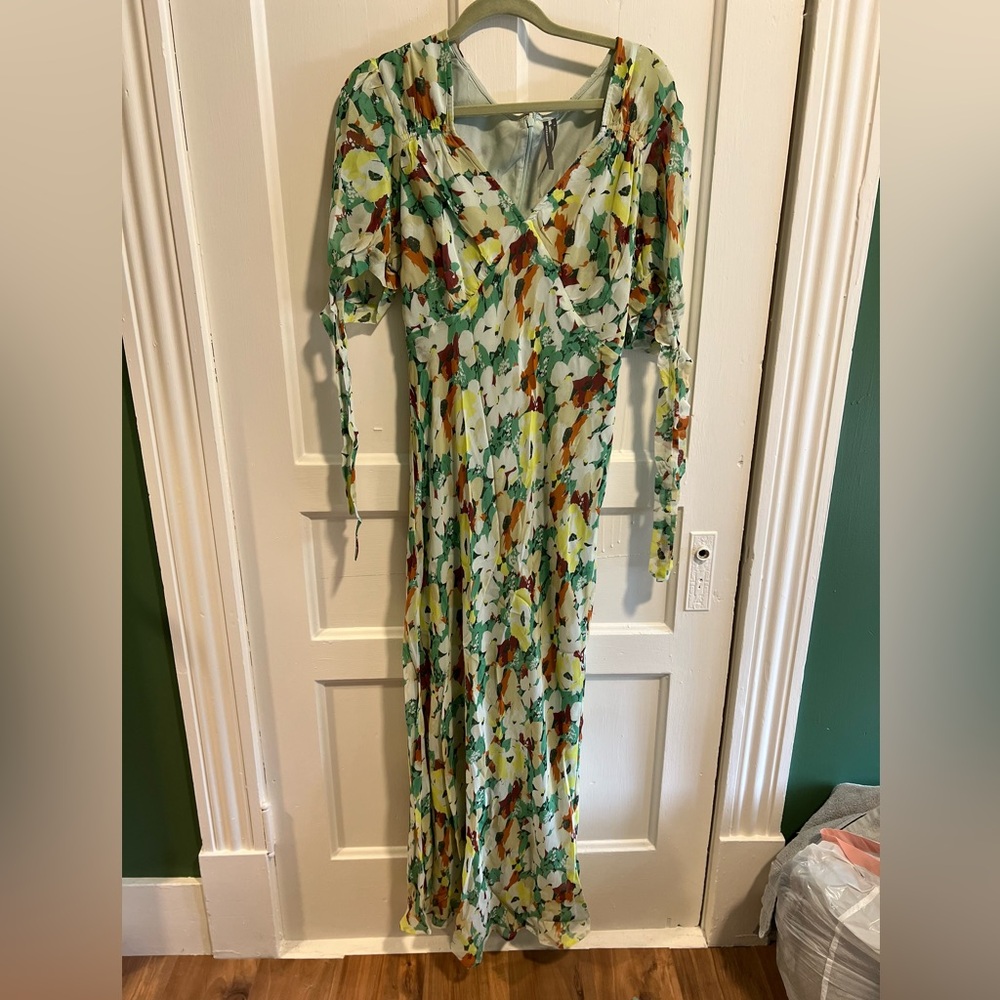 Anthropologie Short-Sleeve V-Neck Slip Midi Dress NWT